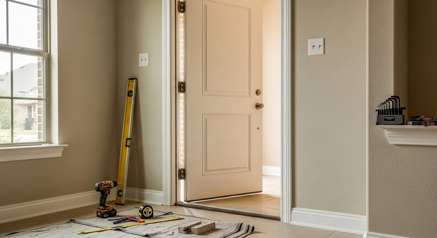 Professional door installation at a residential entrance