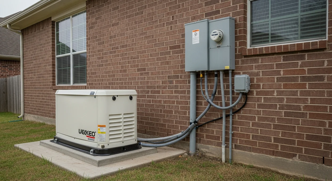 Professional generator installation outside a residential home