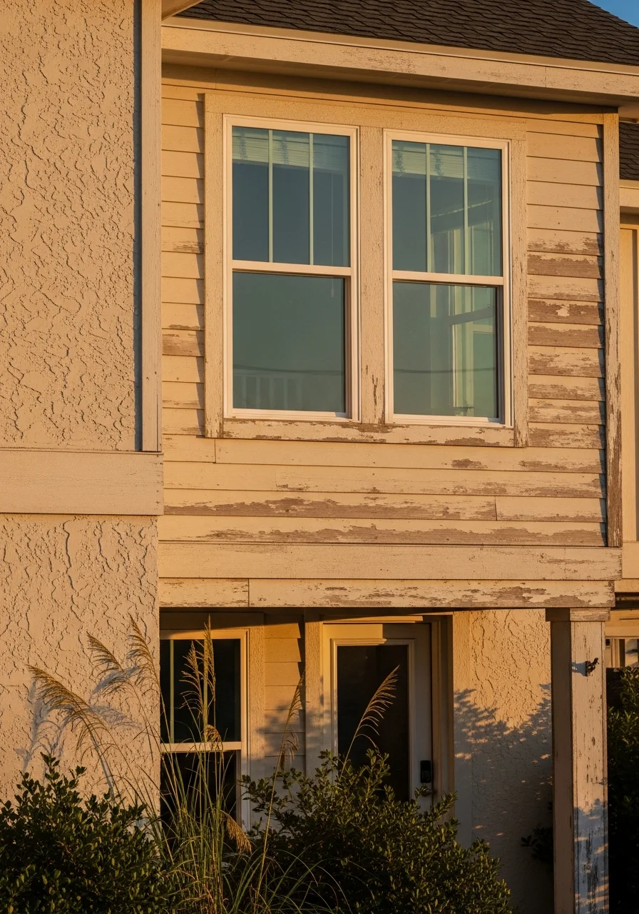 Portrait of a Port Aransas home's exterior showing coastal architecture and salt-resistant design.