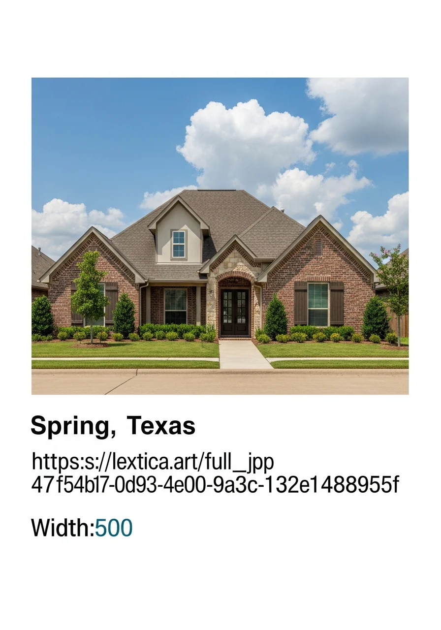 Close-up of a Spring home's front exterior with modern design and well-maintained yard.